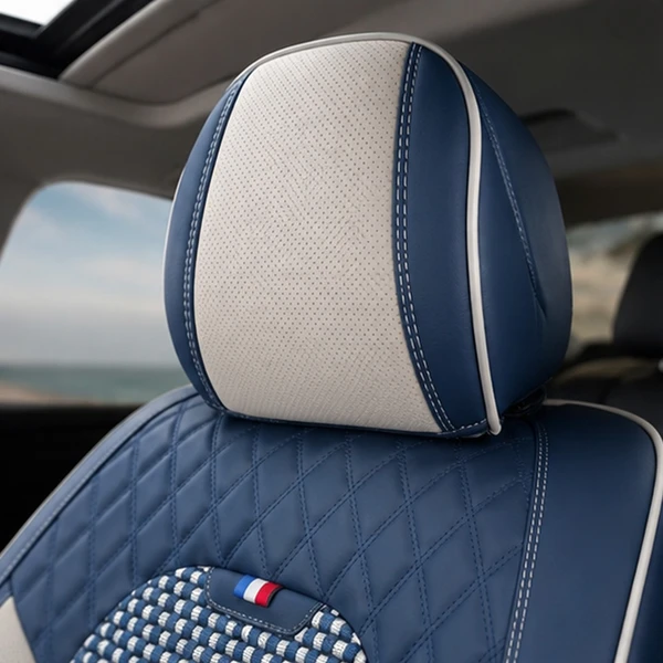 Kit Completo de Capas para Banco de Carro Reverse em Couro Legítimo Universal 5 Lugares Com Airbag + Tapetes e Capa de Volante