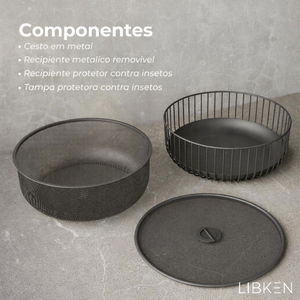 Fruteira de Mesa com Tampa Tela Mesh