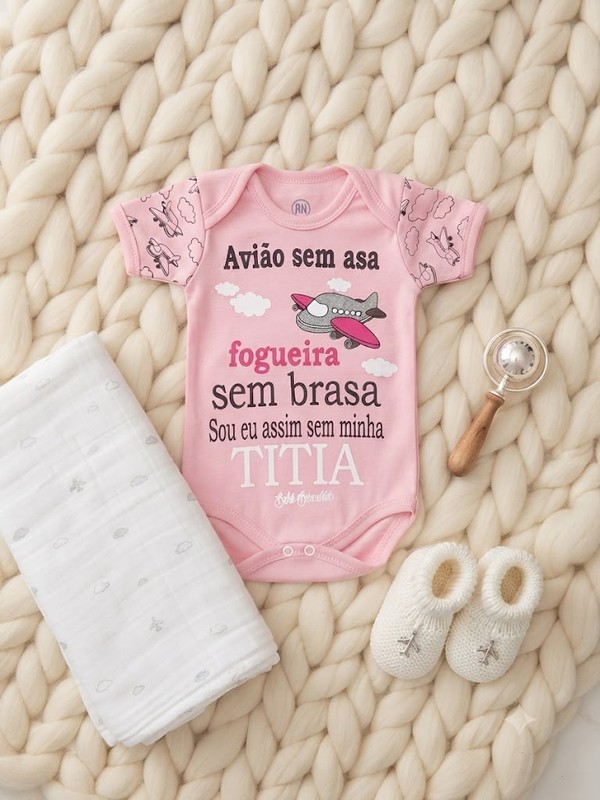 BODY AVIÃO ROSA BEBE BRINCALHÃO