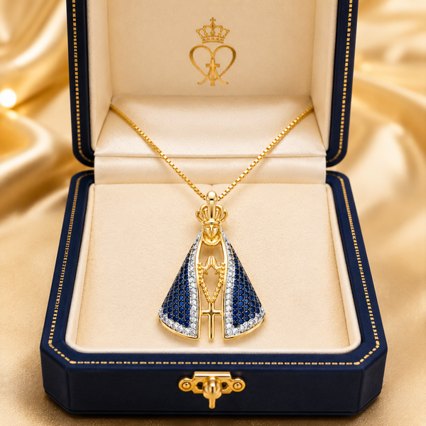 Colar Nossa Senhora Aparecida Banhado a Ouro 18K – Fé, Proteção e Elegância