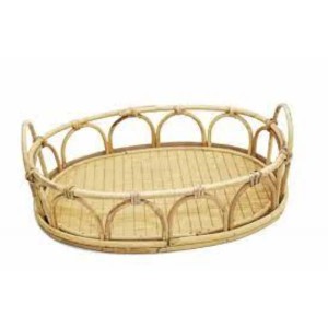 Bandeja Oval Madeira e Rattan M