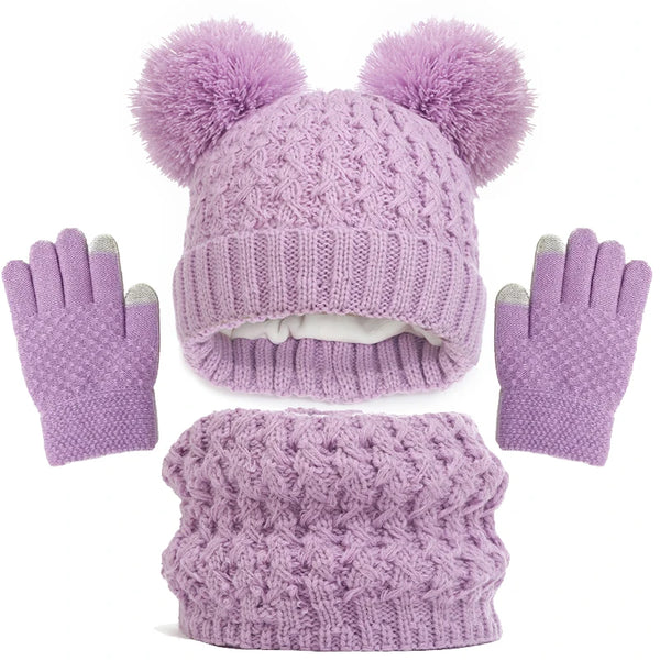 Kit Touca Luvas Cachecol  de Inverno Infantil