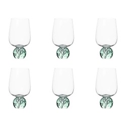 Jogo 6 Taças Base Esfera Verde e Transparente 580ml