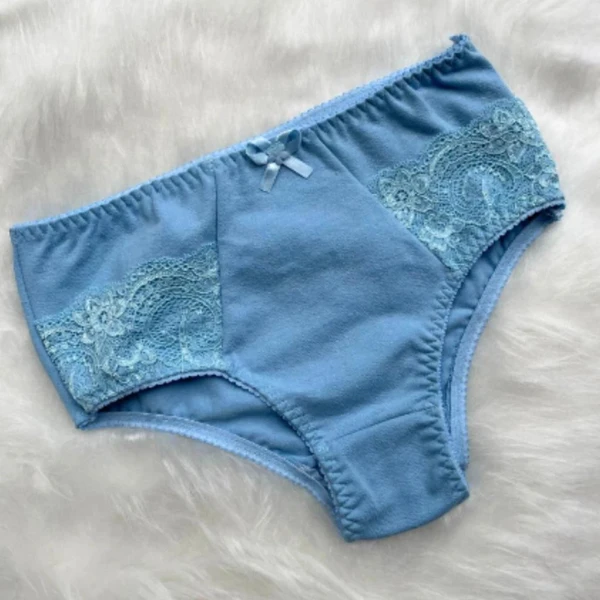 Kit com 5 Calcinha Algodão Conforto Cinta Renda Alta