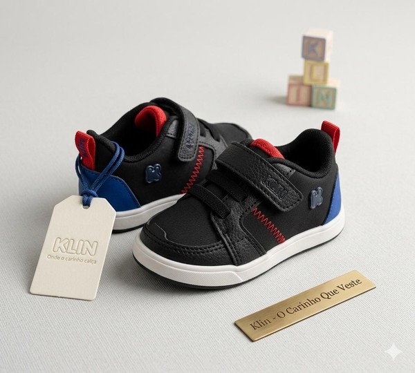 166164 SAPATO TÊNIS INFANTIL BABY FLYER KLIN PRETO/ROYAL