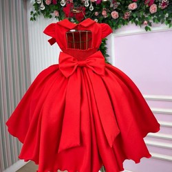 Vestido Luxo Vermelho - Gola com Laço 