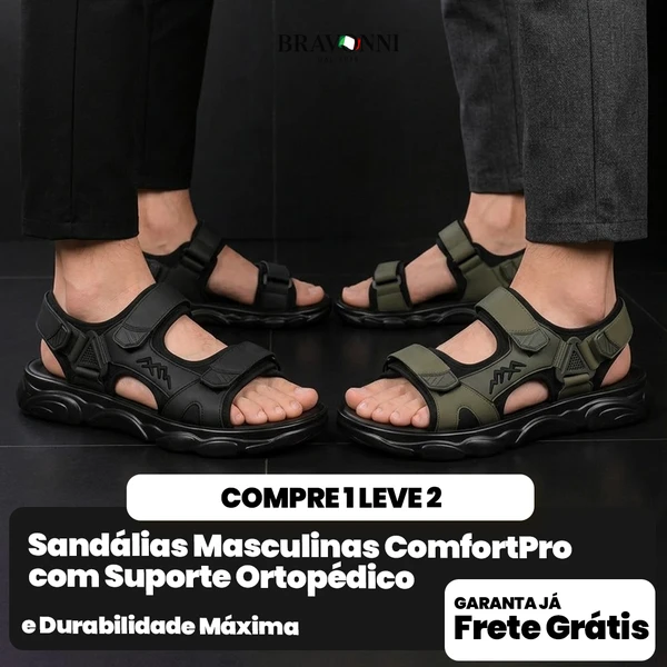 [COMPRE 1 E LEVE 2] Sandálias Masculinas ComfortPro com Suporte Ortopédico e Durabilidade Máxima