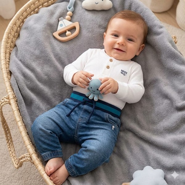 CONJUNTO EM SUEDINE JEANS ELASTANO BRANCO ONDA MARINHA - 1231017