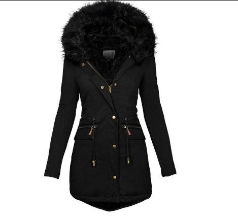 casaco parka outono inverno gola de pele com capuz de ziper