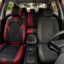 Kit Completo de Capas para Banco de Carro Averon em Couro Legítimo Universal 5 Lugares Com Airbag + Tapetes e Capa de Volante