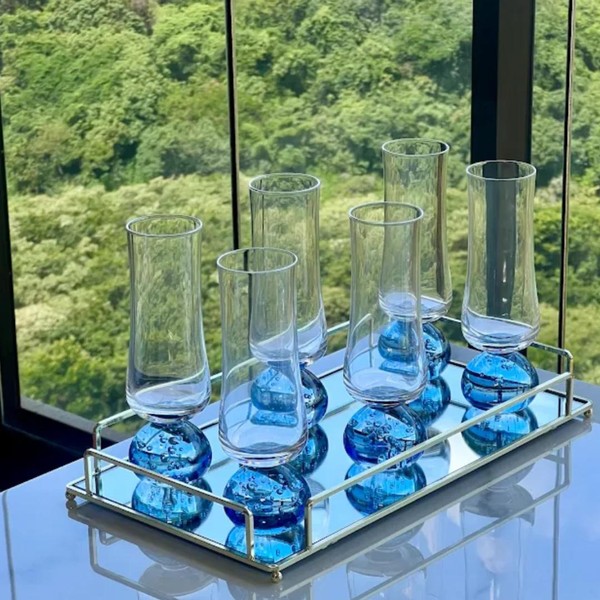 Jogo 6 Taças Champanhe Base Esfera Transparente 240ml
