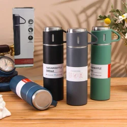 Garrafa Térmica 500ml em Aço Inoxidável com 3 Xícaras