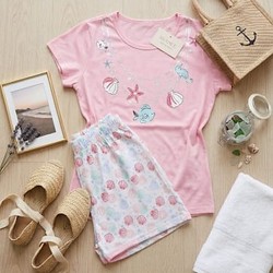 SHORT DOLL MANGA CURTA ROSA NUVENS 76153 PINGO LELE