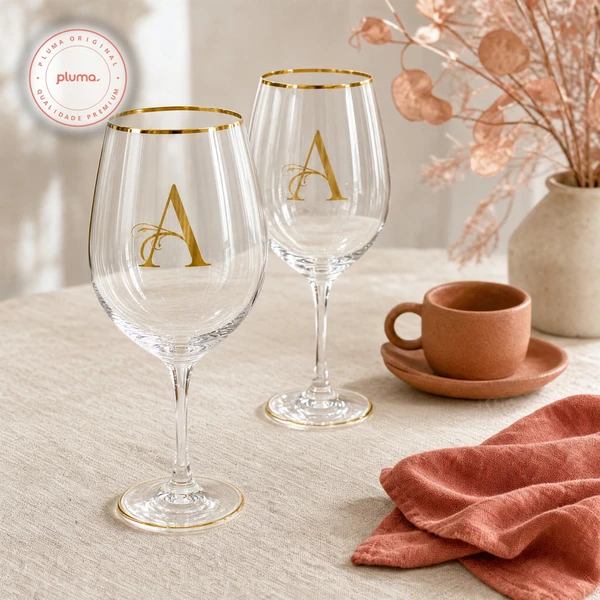 Taça Gastro para Vinho Tinto Personalizada com Inicial – 580 ml