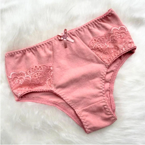 Kit com 5 Calcinha Algodão Conforto Cinta Renda Alta