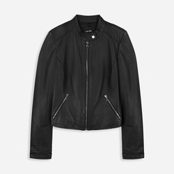 Jaqueta de Couro Pelica Zipper - Preto
