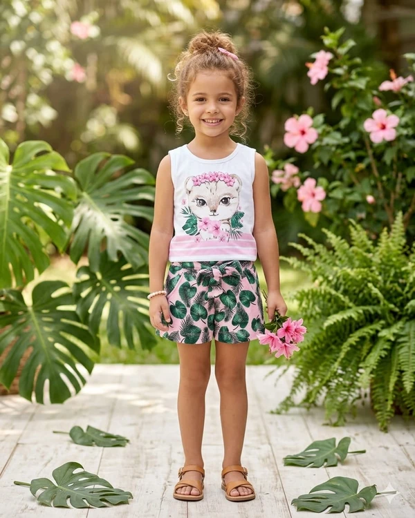 6815 CONJUNTO  WILD FOFURINHA  ESTAMPADO TIME KIDS