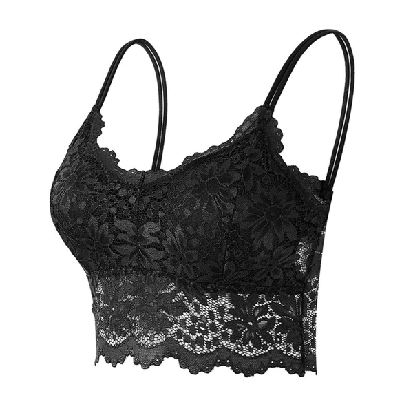 Sutiã de Renda Cropped Alça Fina