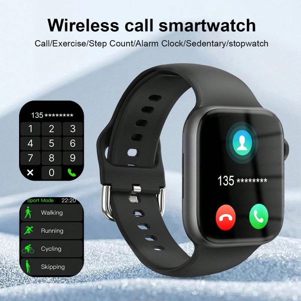 Relógio Inteligente de Silicone Unissex, com Suporte para Chamadas de Telefone, Podômetro, Contagem de Calorias, Alarme, Lembretes de Chamada/Mensagem, Tela Sensível ao Toque Full 2,01, Compatível com Android e iOS, Presente d