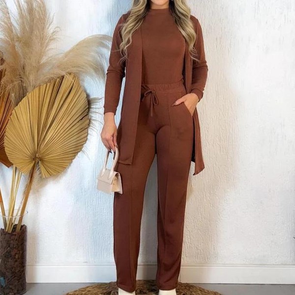 CONJUNTO FEMININO LÃNZINHA DE FRIO OUTONO INVERNO 3 PEÇAS ESTILOSO PANTALONA