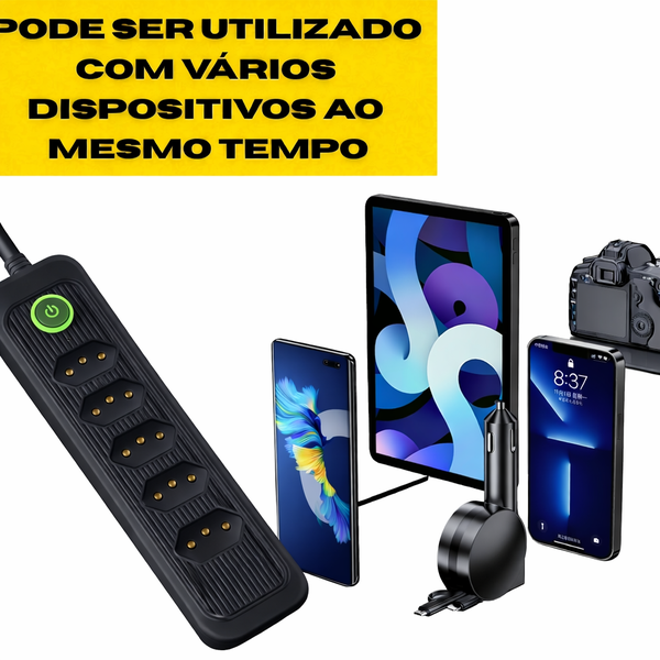 Extensão 5 Tomadas 3 Metros Preto