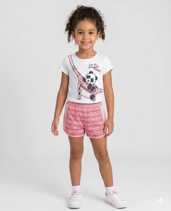 CONJUNTO MC BLUSA PANDA  E SAIA  COM SHORT MOMI - J3065