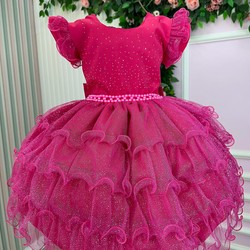 Vestido Luxuoso Babadinho - Pink Brilhante 