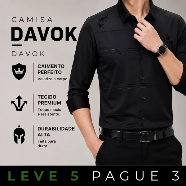 [LEVE 5 PAGUE 3] Camisa Masculina Valen Executive em Elastano Premium (Elegância de Homem Alfa)