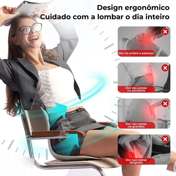 Almofada de Apoio Lombar Cadeira Correção de Coluna GG - AZU