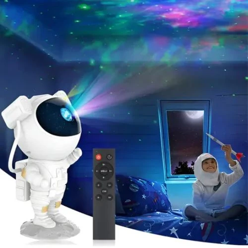 Projetor Astronauta Galáxia com Luz Estrelada e Controle Remoto