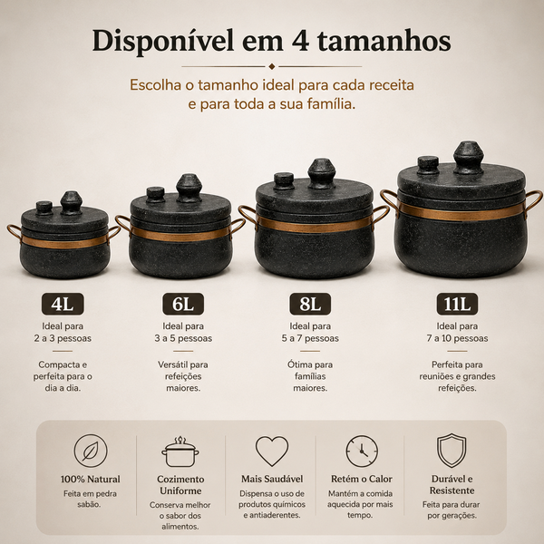 PANELA DE PRESSÃO DE PEDRA + BRINDE ESPECIAL