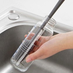 Escova de garrafa de leite de silicone, limpador de vidro, ferramenta de limpeza de cozinha, alça longa, garrafa de bebida, escova de limpeza de copo de vidro