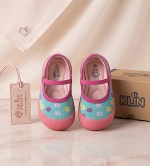 MEIA COM SOLA COMFORT TURQUESA/PINK KLIN - 829155
