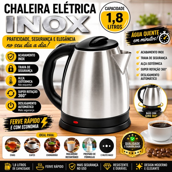 Chaleira Elétrica Inox 1,8 Litros 110V