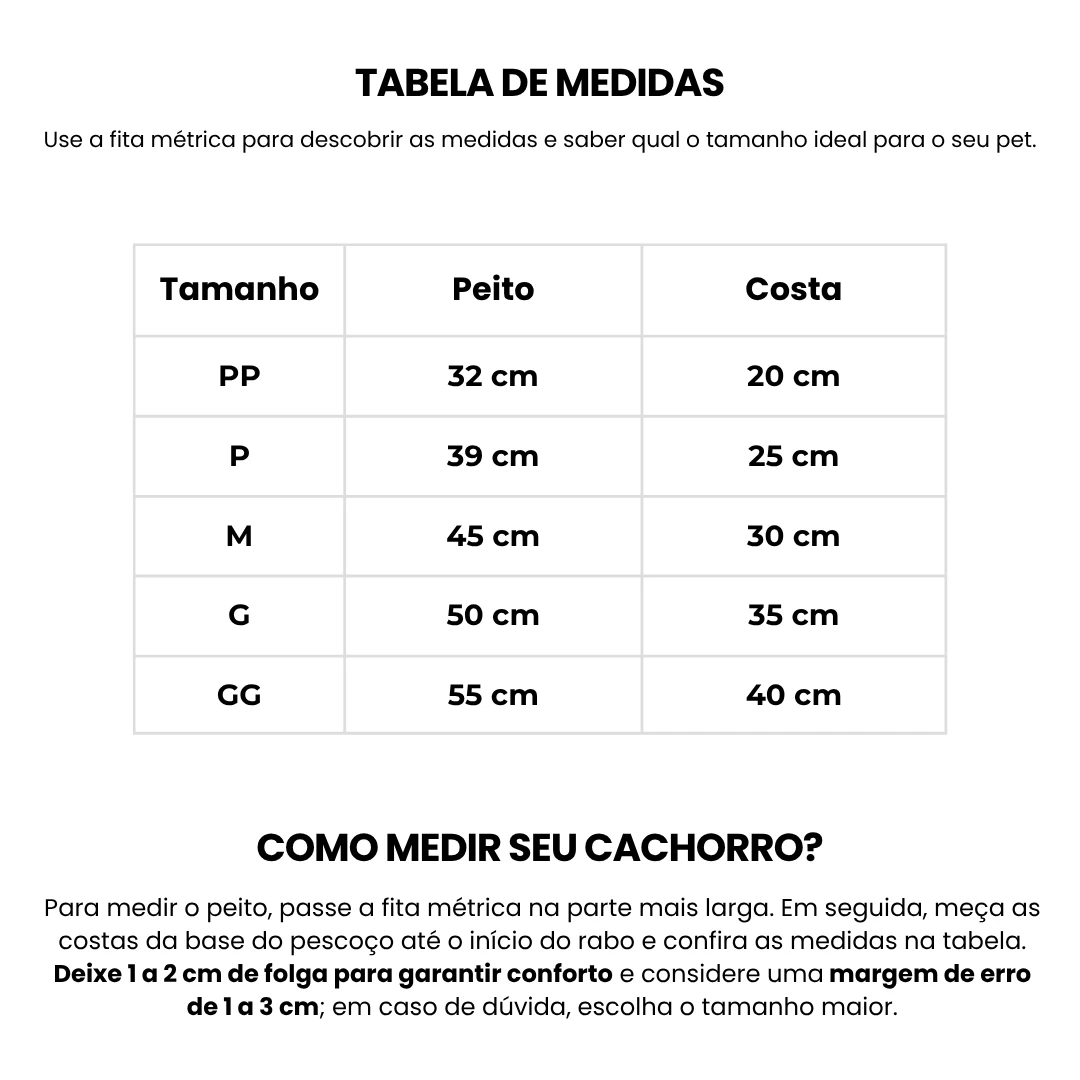 Tabela de medidas
