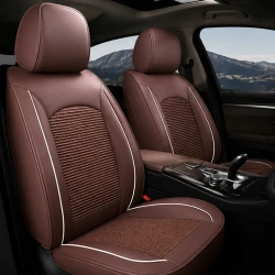 Kit Completo de Capas para Banco de Carro Turbo em Couro Legítimo Universal 5 Lugares Com Airbag + Tapetes e Capa de Volante