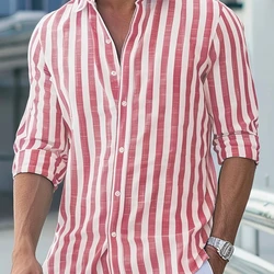 [PAGUE 1 LEVE 2] Camisa de Linho Masculina Listrada + Brinde