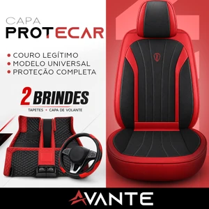 Kit Completo de Capas para Banco de Carro Protecar em Couro Legítimo Universal 5 Lugares Com Airbag + Tapetes e Capa de Volante