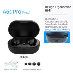 E7S TWS HiFi Fone De Ouvido Bluetooth 5.0 Sem Fio Com Cancelamento De Ruído Display LED A6s E6s