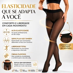 kit 2 meias-calça  Térmicas Femininas de Inverno Quentes Elásticas Justas de Lã Grossa com Pelúcia Leggings de Cintura Alta 