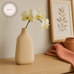 Vaso em Cerâmica Retangular Bege 27,5cm