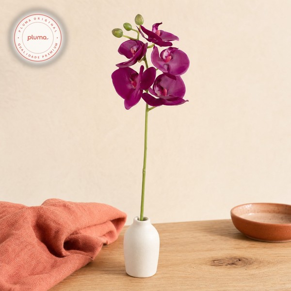 Haste Mini Orquídea Phalaenopsis Silicone Lilás 38cm