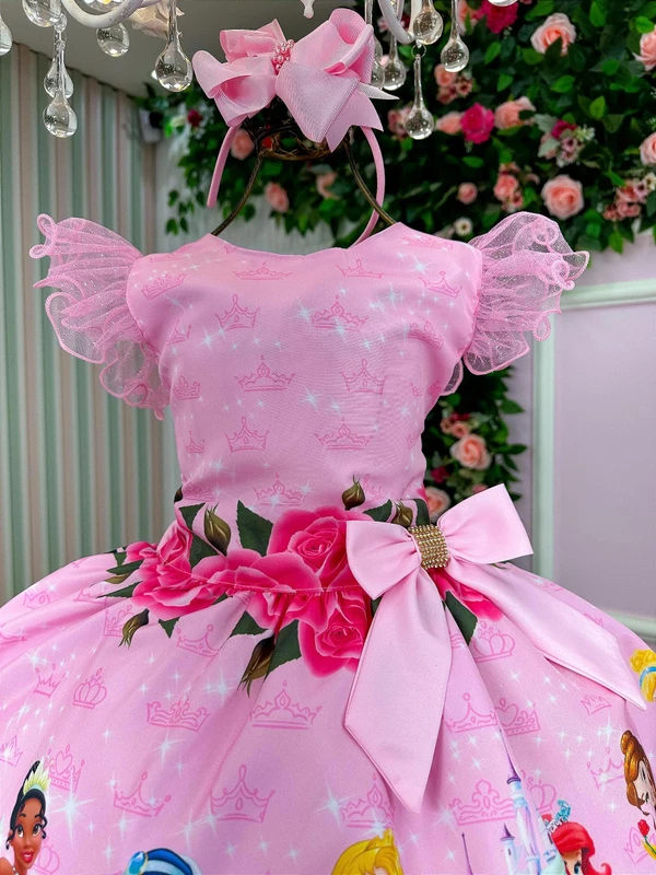 Vestido Temático - Manga Tule - As Princesas  