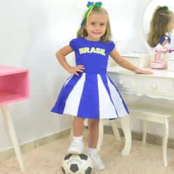 Vestido De Menina Brasil Azul E Branco - Copa