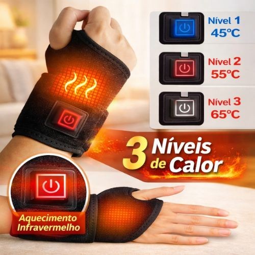 Munhequeira Térmica USB Ajustável com 3 Níveis de Aquecimento