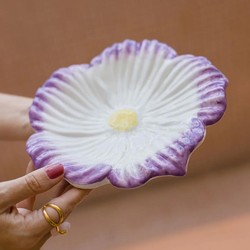 Prato Primavera Violeta em Cerâmica - P