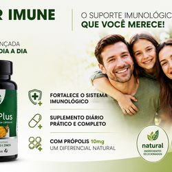 Suplemento Super Imune Plus 490 mg - 10 mg de Própolis + Vitaminas e Minerais Essenciais Premium - 60 Cáps.