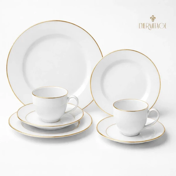 aparelho de jantar 42 peças Jogo de Jantar Porcelana Pratos de Porcelana para Jantar Majesty Gold
