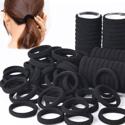 50/100 peças de faixas de cabelo pretas e brancas, faixas de cabelo femininas, faixas de cabelo de borracha de alta elasticidade, faixas de cabelo
