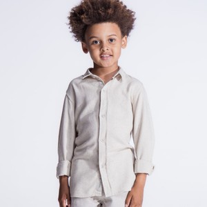 CAMISA LINHO BEGE SLIM KING&JOE PLAY COMFORT 06211 